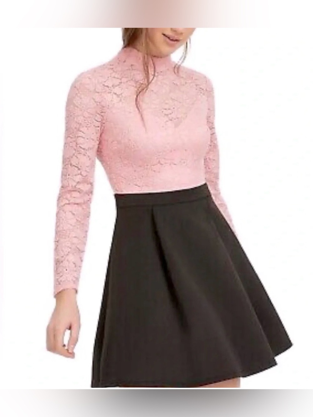 B Darlin Pink Lace Lined Top Skirt Fit-n-Flare Mini Dress Size 3/4 NWT